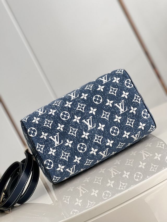 Louis vuitton original denim speedy 25 bag M59609 blue