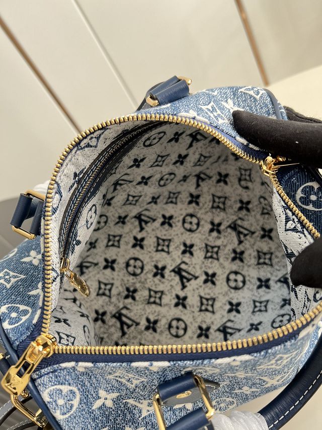 Louis vuitton original denim speedy 25 bag M59609 blue