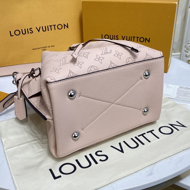 Louis vuitton original mahina leather muria bucket bag M59554 light pink