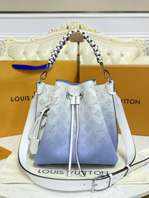 Louis vuitton original mahina leather muria bucket bag M59554 white&blue