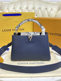 Louis vuitton original calfskin capucines BB handbag M53963 navy blue