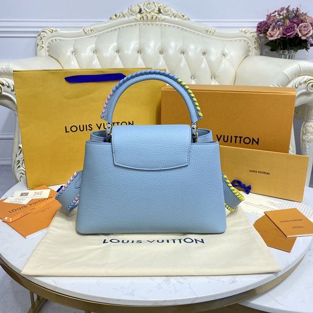 Louis vuitton original calfskin capucines BB handbag M57941 light blue
