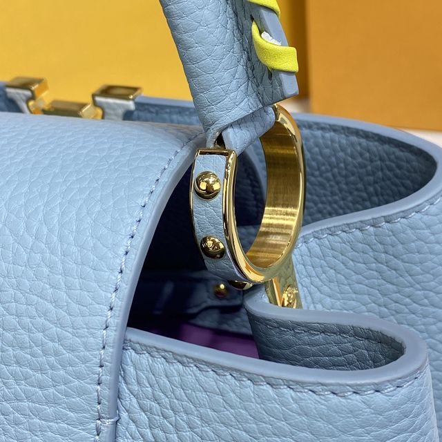 Louis vuitton original calfskin capucines BB handbag M57941 light blue