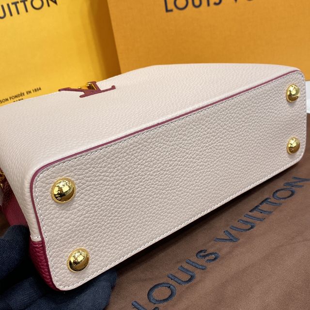 Louis vuitton original calfskin capucines BB handbag M59266 beige