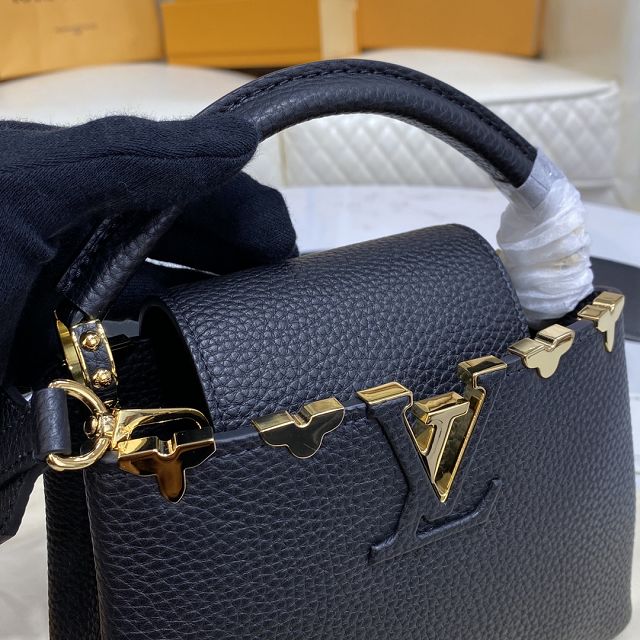 Louis vuitton original calfskin capucines mini handbag M55983 black