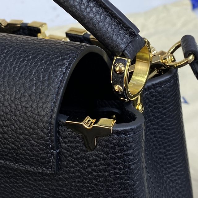 Louis vuitton original calfskin capucines mini handbag M55983 black