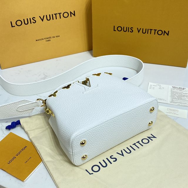 Louis vuitton original calfskin capucines mini handbag M55983 white