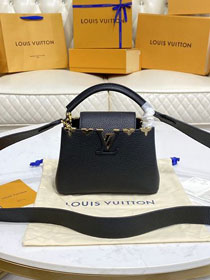 Louis vuitton original calfskin capucines mini handbag M55983 black