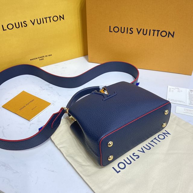 Louis vuitton original calfskin capucines mini handbag M55985 navy blue