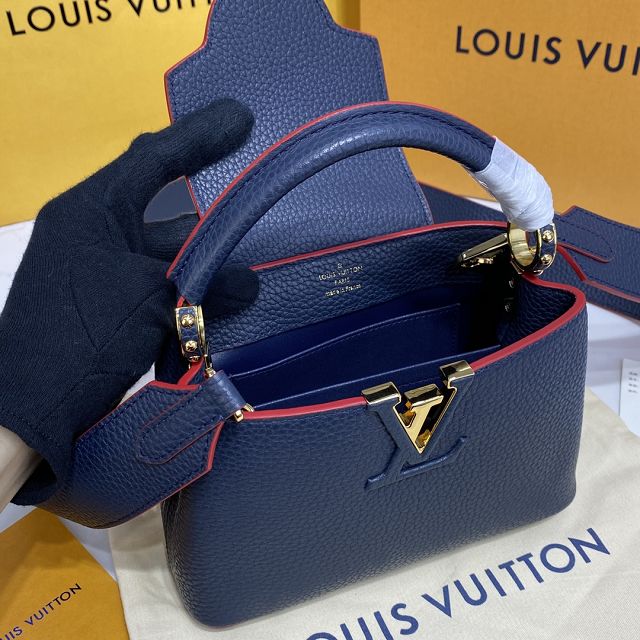 Louis vuitton original calfskin capucines mini handbag M55985 navy blue