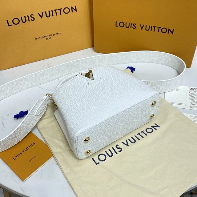 Louis vuitton original calfskin capucines mini handbag M55985 white
