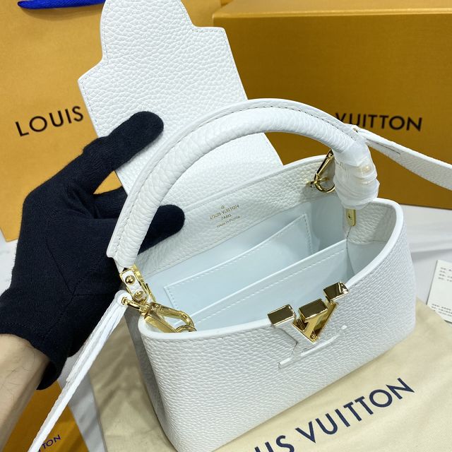 Louis vuitton original calfskin capucines mini handbag M55985 white