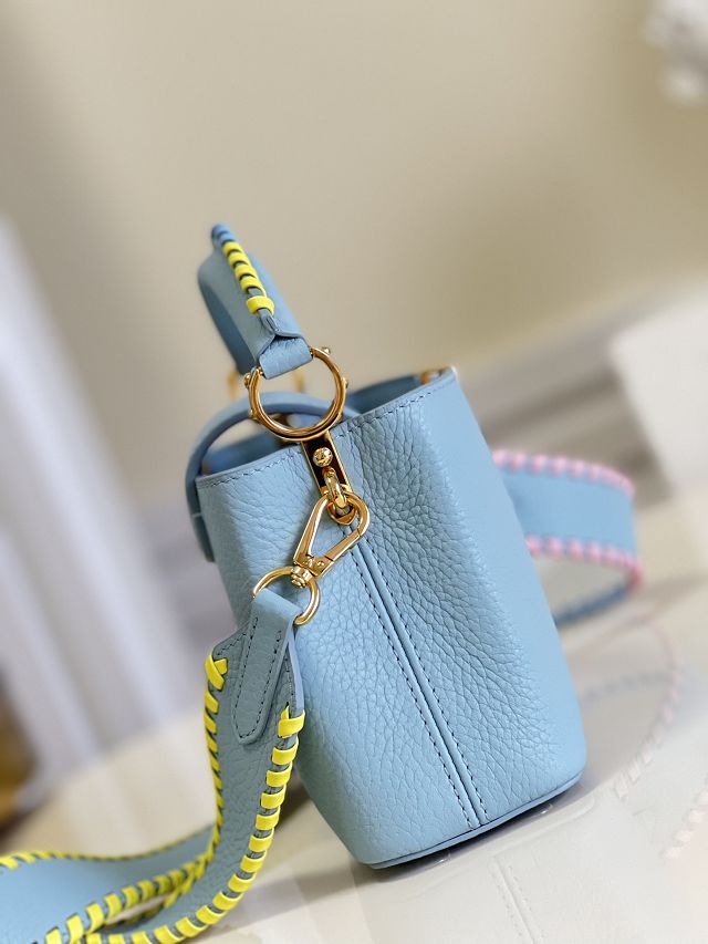 Louis vuitton original calfskin capucines mini handbag M57945 light blue