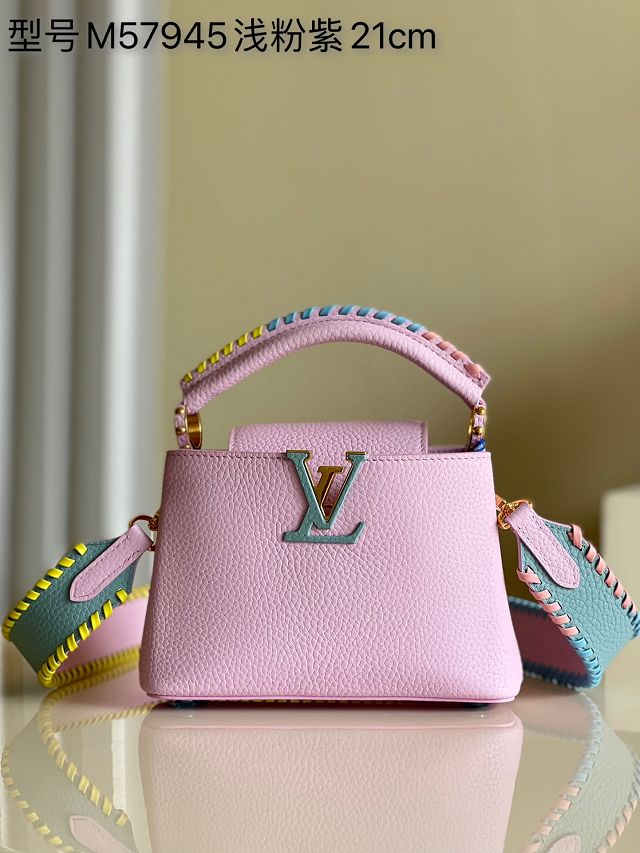 Louis vuitton original calfskin capucines mini handbag M57945 light pink
