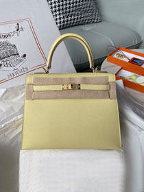 Hermes original epsom leather kelly 28 bag K28-2 jaune poussin