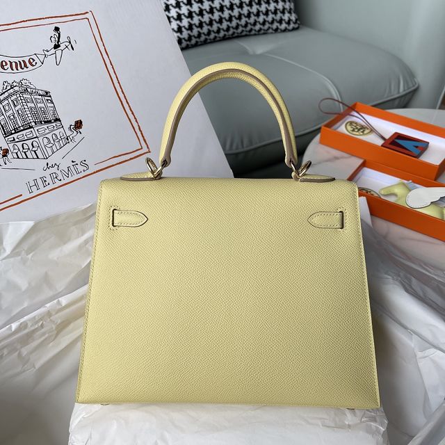 Hermes original epsom leather kelly 28 bag K28-2 jaune poussin