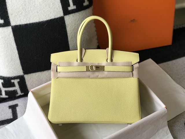 Hermes original togo leather birkin 25 bag H25-1 jaune poussin