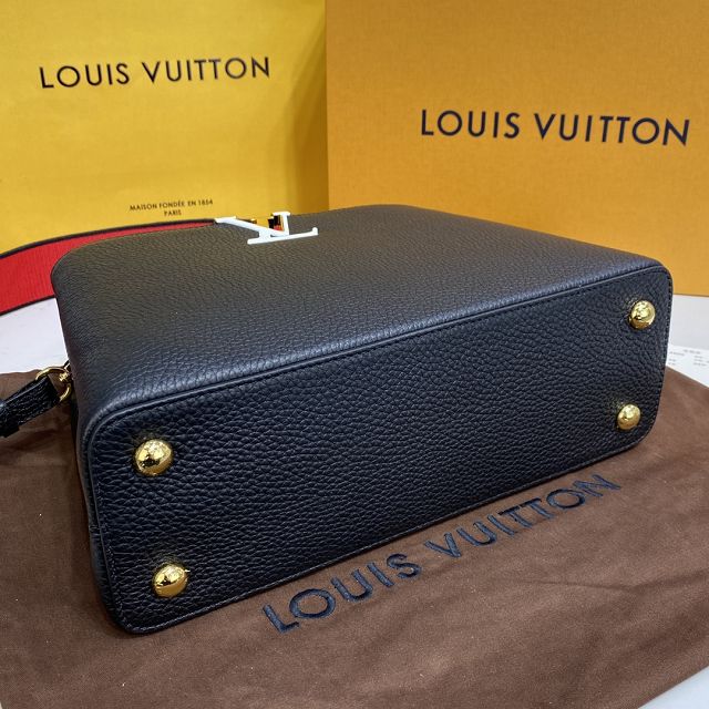 Louis vuitton original calfskin capucines mm handbag M58611 black