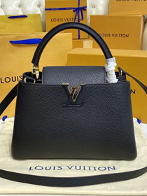 Louis vuitton original calfskin capucines mm handbag M59465 black