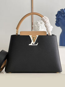 Louis vuitton original calfskin capucines mm handbag M59466 black