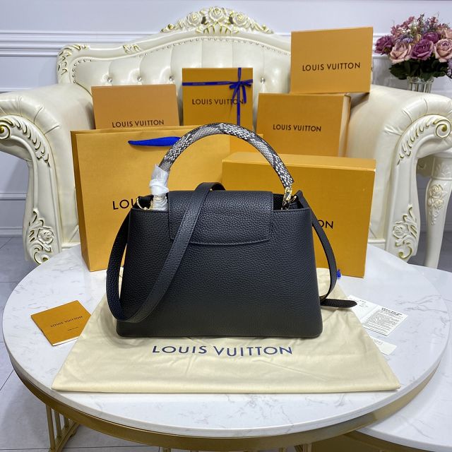 Louis vuitton original calfskin capucines mm handbag M59466 black