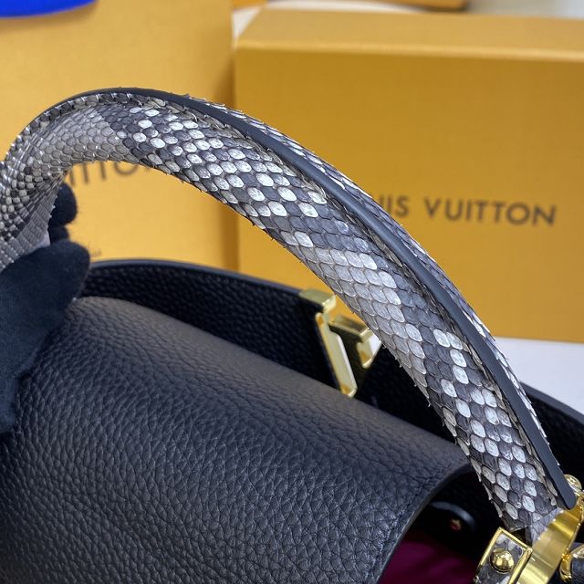 Louis vuitton original calfskin capucines mm handbag M59466 black