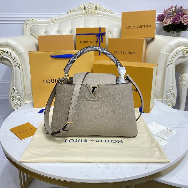 Louis vuitton original calfskin capucines mm handbag M59466 grey