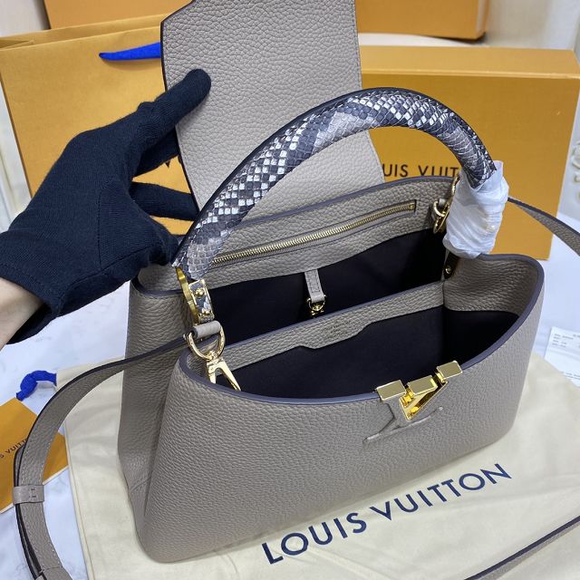 Louis vuitton original calfskin capucines mm handbag M59466 grey