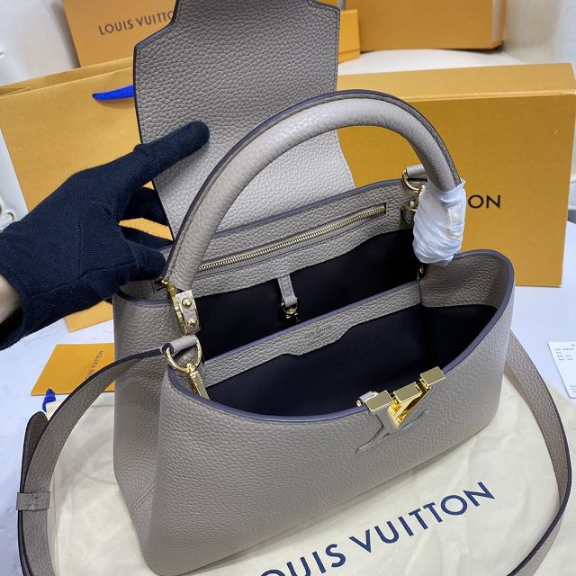 Louis vuitton original calfskin capucines mm handbag M59466 grey