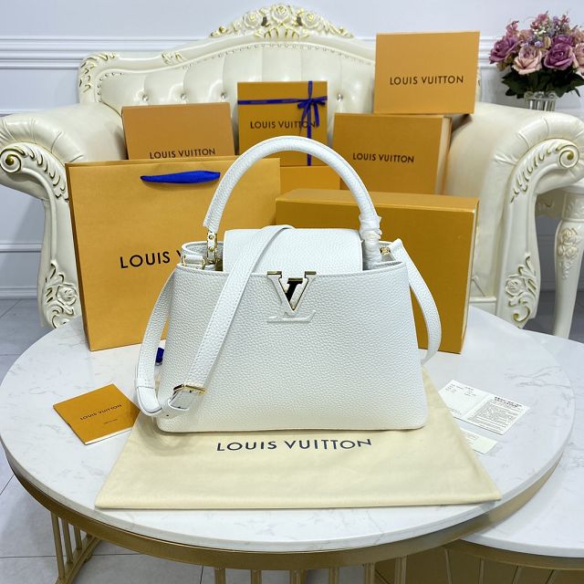 Louis vuitton original calfskin capucines mm handbag M59466 white