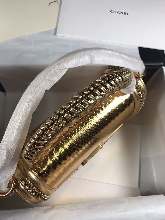 CC original python leather medium boy handbag A94804 gold