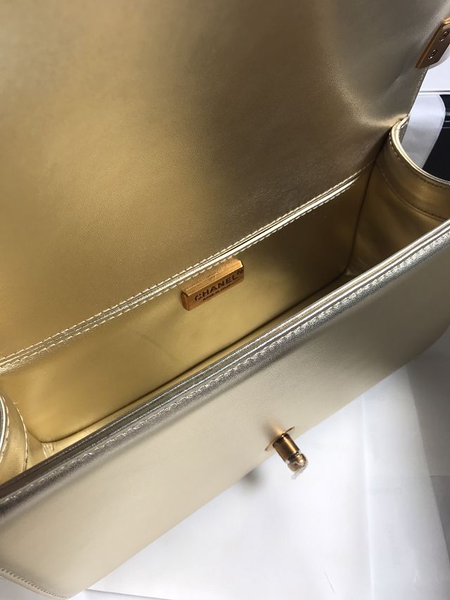 CC original python leather medium boy handbag A94804 light gold