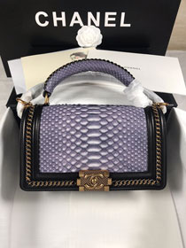 CC original python leather medium boy handbag A94804 purple