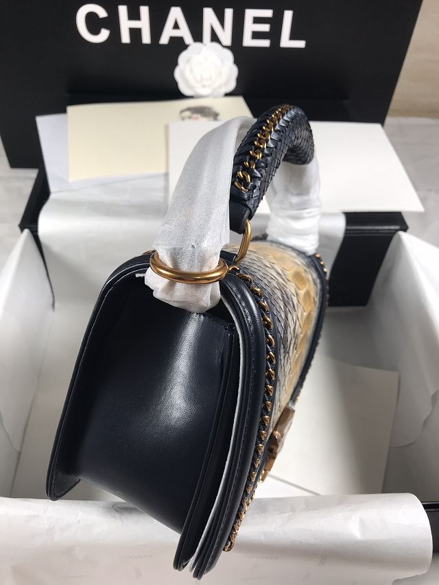 CC original python leather medium boy handbag A94804-3 black