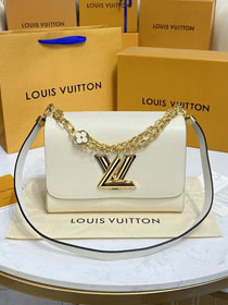 Louis vuitton original epi leather twist MM handbag M59403 white