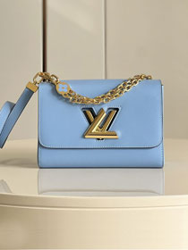 Louis vuitton original epi leather twist MM handbag M59627 light blue
