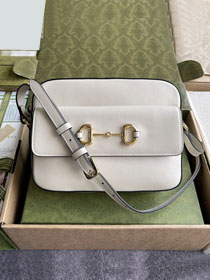Top GG original calfskin horsebit 1955 small shoulder bag 645454 white