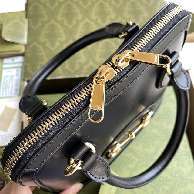 Top GG original calfskin horsebit 1955 small top handle bag 621220 black