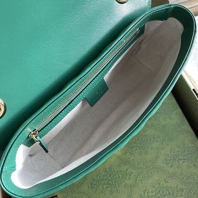 Top GG original calfskin marmont small shoulder bag 443497 green