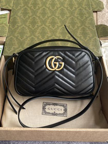 Top GG original calfskin marmont small shoulder bag 447632 black