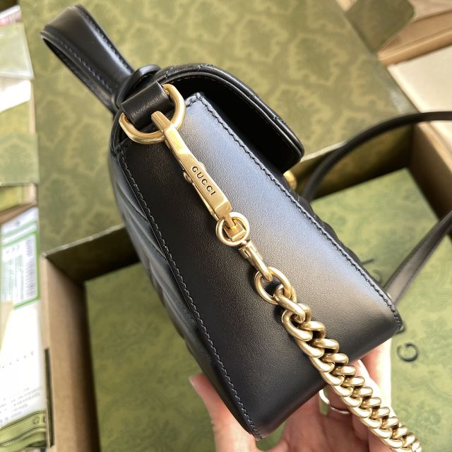 Top GG marmont original calfskin mini top handle bag 547260 black