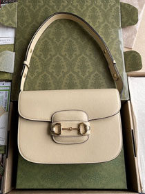 Top GG original calfskin 1955 horsebit shoulder bag 602204 apricot