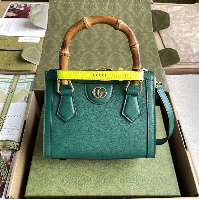 Top GG original calfskin diana mini tote bag 655661 green