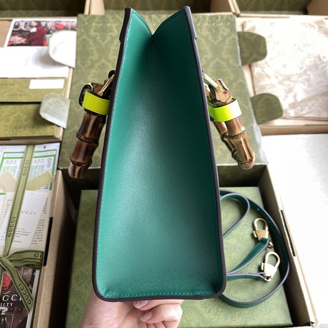 Top GG original calfskin diana small tote bag 660195 green