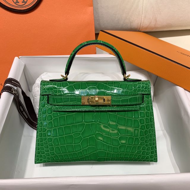 Top hermes 100% genuine crocodile leather mini kelly bag K0019 