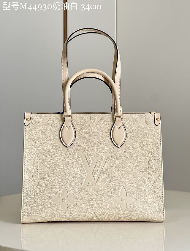 Louis vuitton original embossed calfskin onthego mm M44930 white