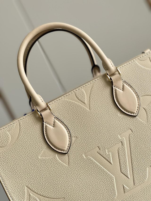 Louis vuitton original embossed calfskin onthego mm M44930 white