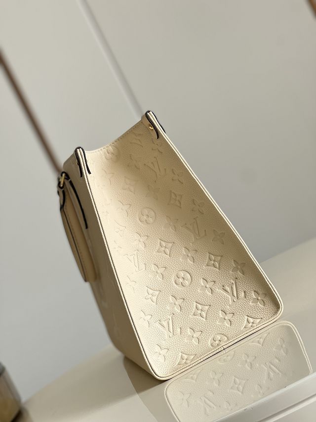 Louis vuitton original embossed calfskin onthego mm M44930 white