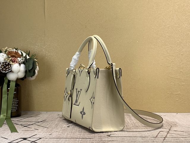 Louis vuitton original embossed calfskin onthego pm m45779 white