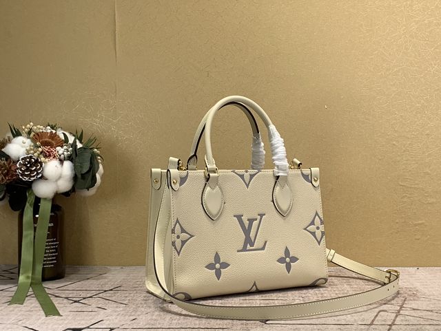 Louis vuitton original embossed calfskin onthego pm m45779 white